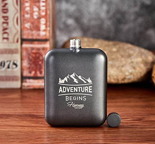 Heesung Stainless Steel Hip Flask, 6 Oz Pocket Liquor Whiskey Hip Flask,Drinking Carry-On Wine/Alcohol Flask (Gunmetal Grey With Artwork) #TOP2