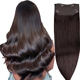 Wire Hair Extensions，DIYOMO Halo Hair Extensions Real Human Hair Chocolate Brown Hair Extensions Tr
