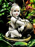 Baby Krishna Handmade Carving in pristine white - Bal Krsna Idol | Sculpture | Murti in polyresin -...