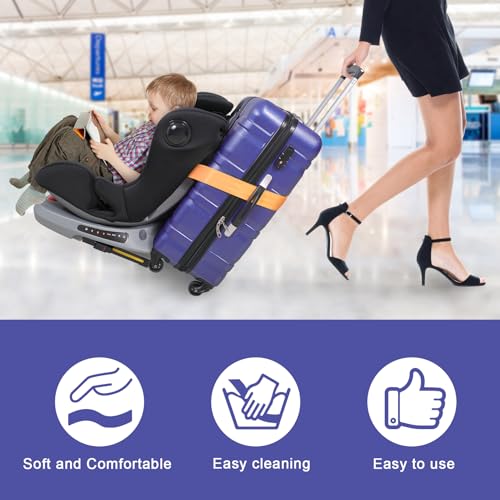 Image of Vigorport Travel Belt, Luggage Strap to Convert Carry-on Luggage into Airport Stroller Carrier, Metal Buckle (Orange, 76 Inch／Metal Buckle)