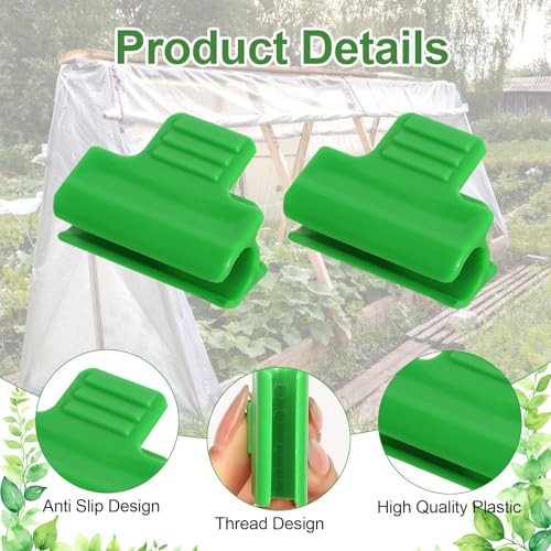 50 Stück Gewächshaus Clips Gewächshaus Klammern Grün Gartenpflanzen Clips Gewächshausfolie Clips Pflanzenclips Grün für Reihenabdeckung Netz Gewächshäuser Schuppen (11mm)