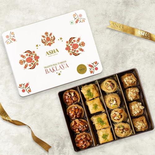 Image of ASHA SWEET CENTER Baklava Assorted Sweets (Pack Of 1 X 430 Grams)| Premium Sweet Perfect for Gifting to Friends & Family| Turkish Delight Made With Fresh Ingredients