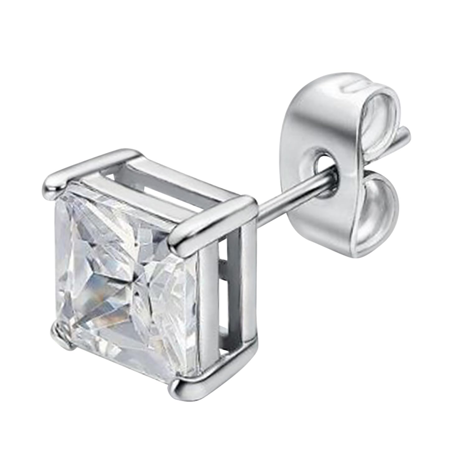 Peora Silver Plated Cubic Zirconia Studded Square Shape Stud Earrings Fancy Stylish Fashion Jewellery for Men & Boys (1 Pc.) (B0CZ77BPMM) Amazon Price History, Amazon Price Tracker