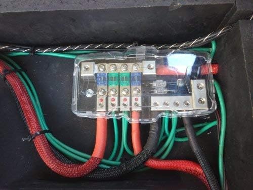 Camper Car Audio Distribution Fuse Block with Ground Mini ANL Fuse Box Distribution Block 0/4ga 4 Way Fuses Holder 30A 60A 80Amp Red LED Indicator