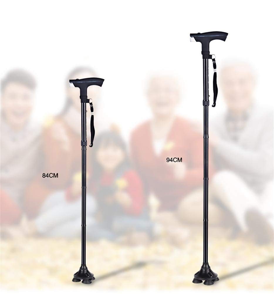 Bastón Plegable de Viaje con luz LED, bastón Ajustable con Bolsa de Transporte, muletas