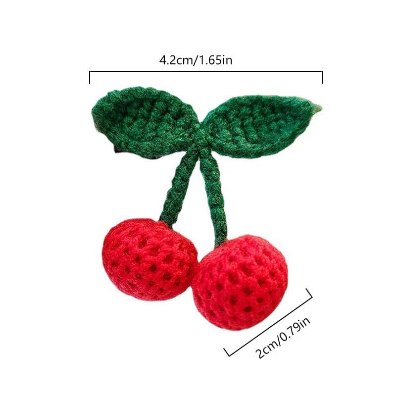 6Pcs Girls Hair Clips, Handmade Crochet Sweet Cherry Shape Hair Barrettes, Manual Knitted Cute HairPins Alligator Clip Hand-Woven Creative Hair Slide, Fashion Hair Accessories for Kids Teens Gifts - Image 2