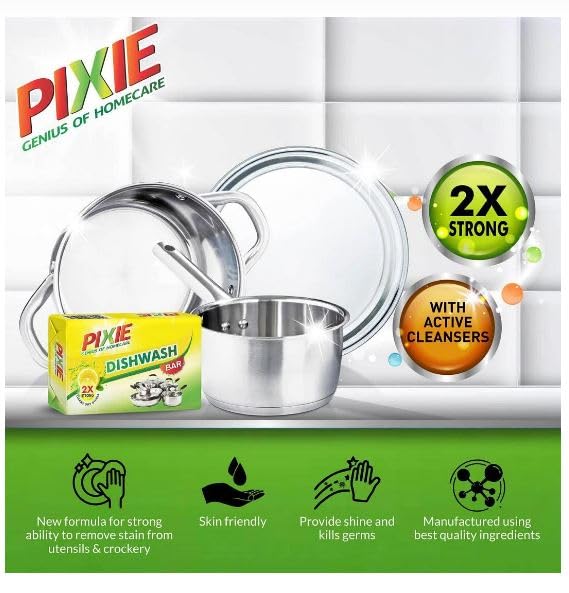 Pixie Dishwash Bar(300 g) (Pack of 5) 2
