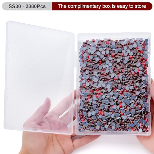 Image of Hotfix Rhinestones Bulk, 2880PCS Siam Hot Fix Rhinestones for Clothes DIY Decoration Crafts, Siam, SS30, 6.3-6.5mm