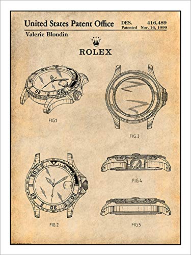 Studio 21 Graphix Rolex Diving Watch Patent Print Art Poster UNFRAMED Parchment 18" X 24"