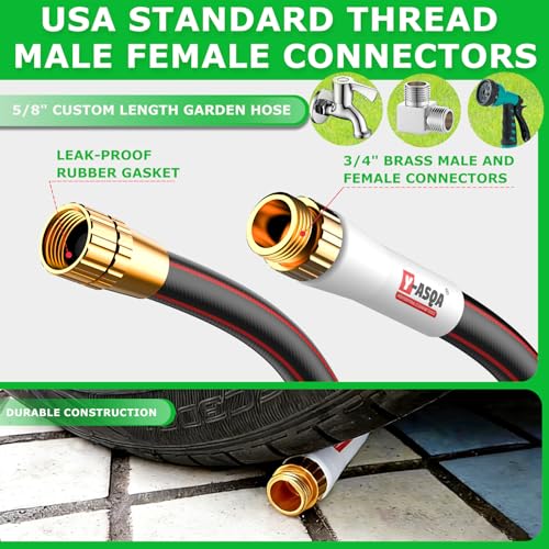 image for Y-ASQA YASQA Heavy Duty Garden Hose 100 ft 5/8 Inch, Contractor's Leak