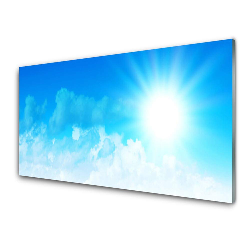 Impression sur verre trempé 100x50cm avec un grand paysage de soleil et ciel lumineux