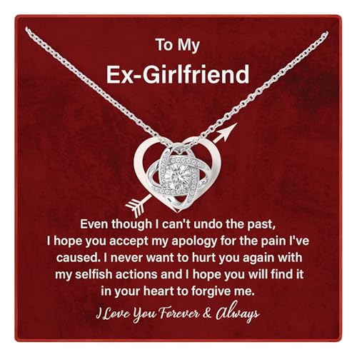 To My Ex-Girlfriend Love Knot Necklace | Apology Jewelry Gift for Her | I’m Sorry Romantic Keepsake | Forgiveness Necklace with Message Card & Gift Box