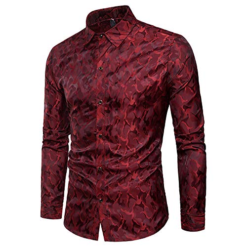 Preisvergleich Produktbild DerDer Herren Hemden Camouflage Revers Herren Langarmshirts Gr. XXX-Large, weinrot