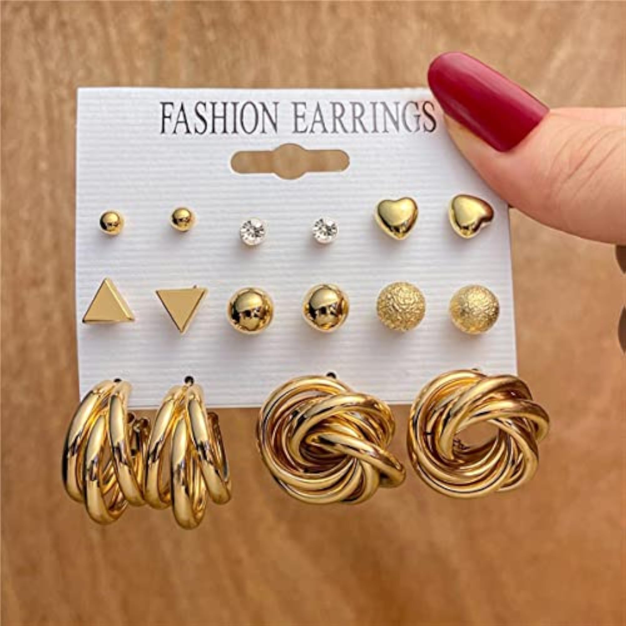 Plated Studs and Hoop Earrings Set of 8