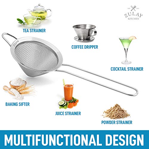 Zulay Stainless Steel Small Strainer Effective Cone Shaped Cocktail