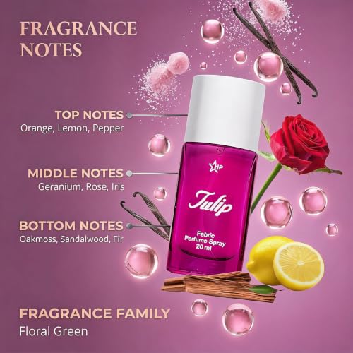 Image of HP Tulip Fabric Perfume Spray, 20 ml, Aromatic Fougere Fragrance, Unisex, Long-lasting 6 Hours