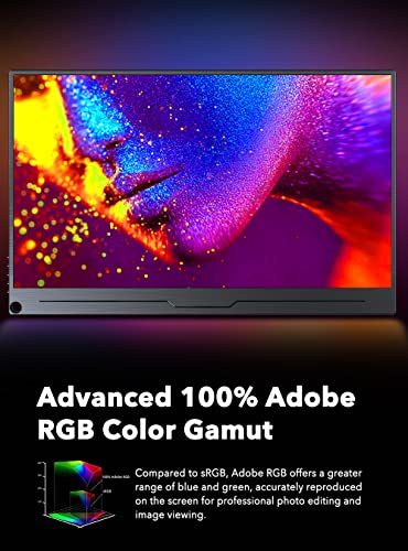 Image of UPERFECT Portable Monitor 4K 17.3'' 100% Adobe RGB 500 Nits Brightness FreeSync HDR IPS 2 Speakers Eye Care Game Display Type-C HDMI for Xbox PS4 Switch Laptop PC Phone Mac, VESA & Smart Case