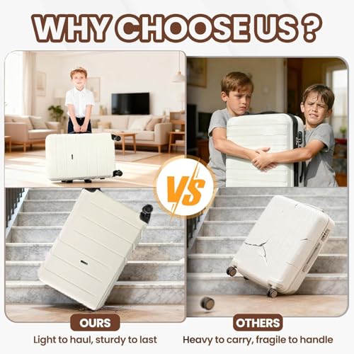 Image of Hoteel Luggage Sets 3 Piece, 4-Yr Warranty, PC+ABS Suitcases with Wheels and Side Hook, Hardshell 20 inch Luggage with Duffel Bag Travel Bag, Dark Blue