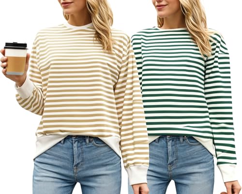 Image of VIMAL JONNEY Women Striped T-Shirt || T-Shirt for Women || Full Sleeve T Shirt || T-Shirt-VIMAL640620