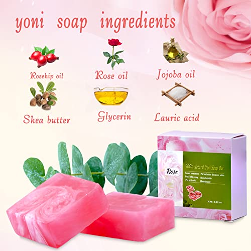 Yoni Soap Bars And Natural Yoni Oil Set, Natural Yoni Oil Vaginal Wash For Women Feminine Wash Vaginial Deodorants Ph Balance, Eliminates Odor, Feminine Oil 1 Fl.oz, 2 Pcs Vaginal Care Soap 3.53 Oz #TOP1