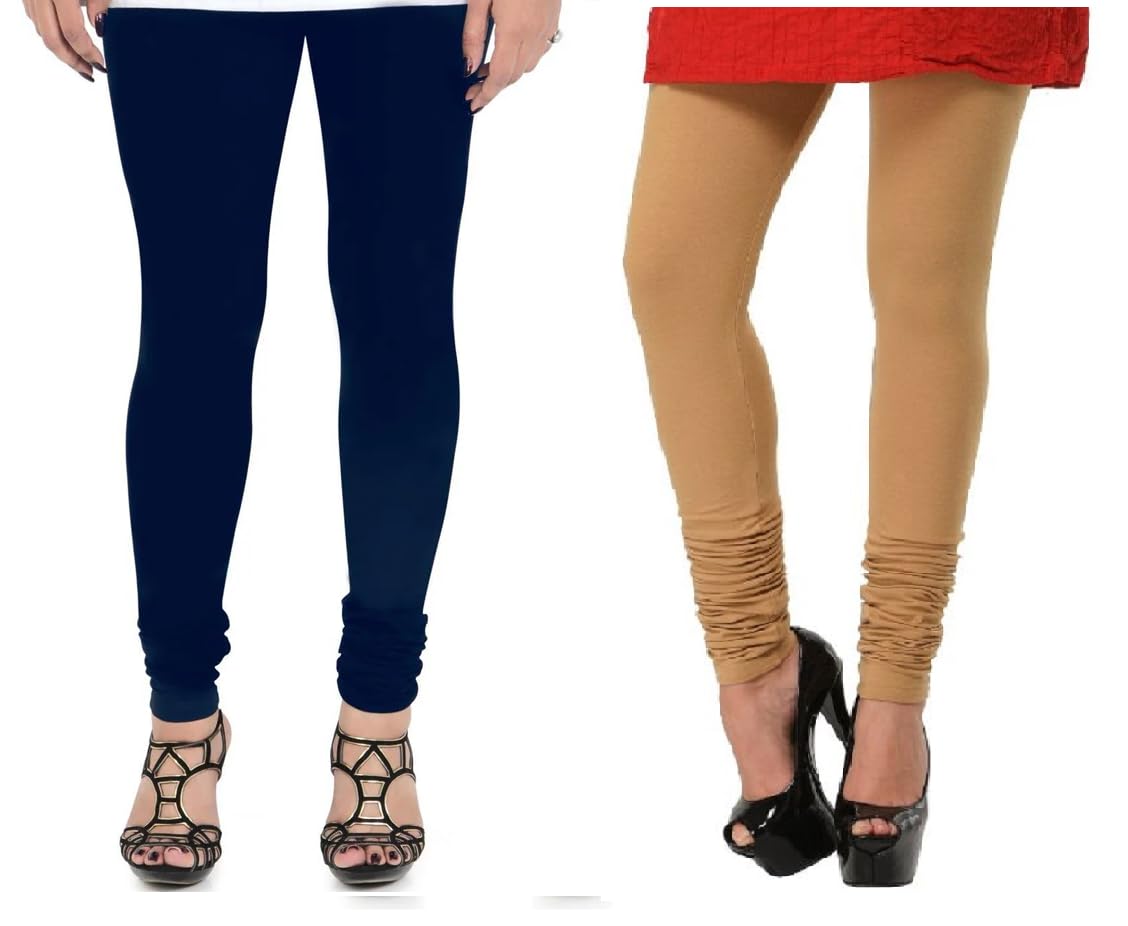 vaniriddh Women's Full Length Leggings, Navy Blue and Beige, 2 Pack-picture-54