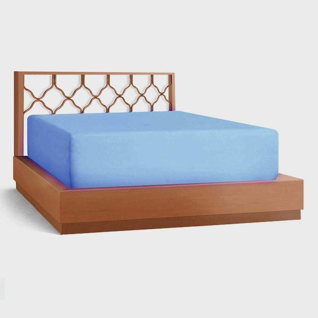 LaxLinen Extra Deep Pocket Fitted Sheet- Single Fitted Sheet Only Fits (13" Inch Mattress) (Light/Sky Blue Solid, Twin Extra Long- 39" x 80") Egyptian Quality- 600 TC