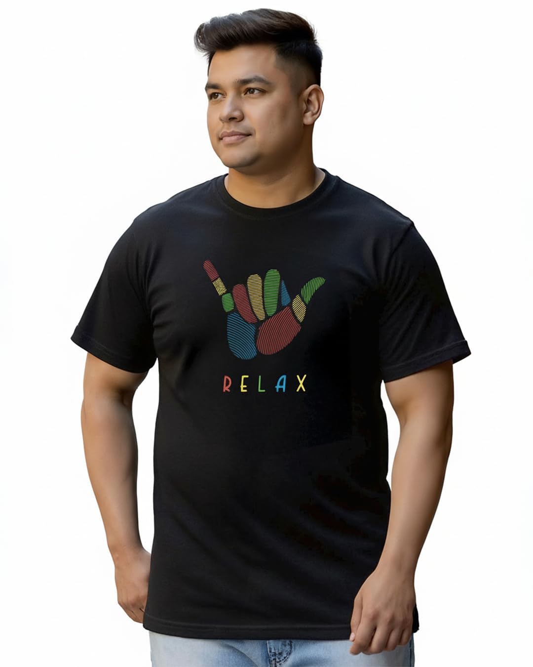 Bewakoof Men's Graphic Print Regular Fit Half Sleeve Round Neck Cotton Plus Size T-Shirt-picture-29