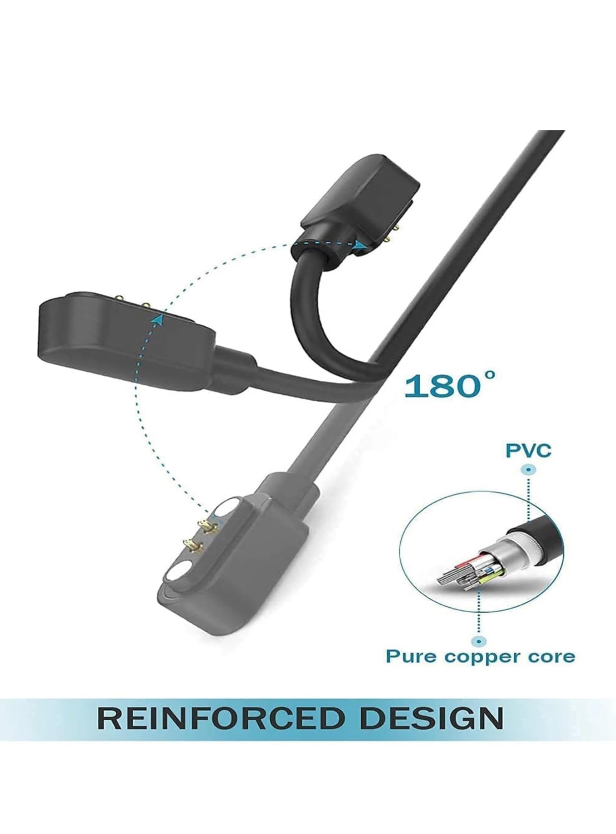 Fastrack Charger Cable For FS1, FS1 Pro & FS1 Max Smart Watch, 2 Pin Magnetic USB Cable(Compatible with Fastrack FS1, FS1 Pro, FS1 Max, Other Fastrack Smartwatch Models Will Not Work) — Amazon image 3