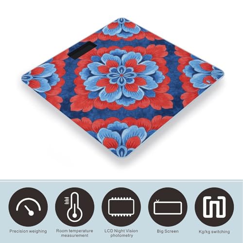 Báscula digital Oxford Blue Red Floral Flowers 180kg miniatura 3