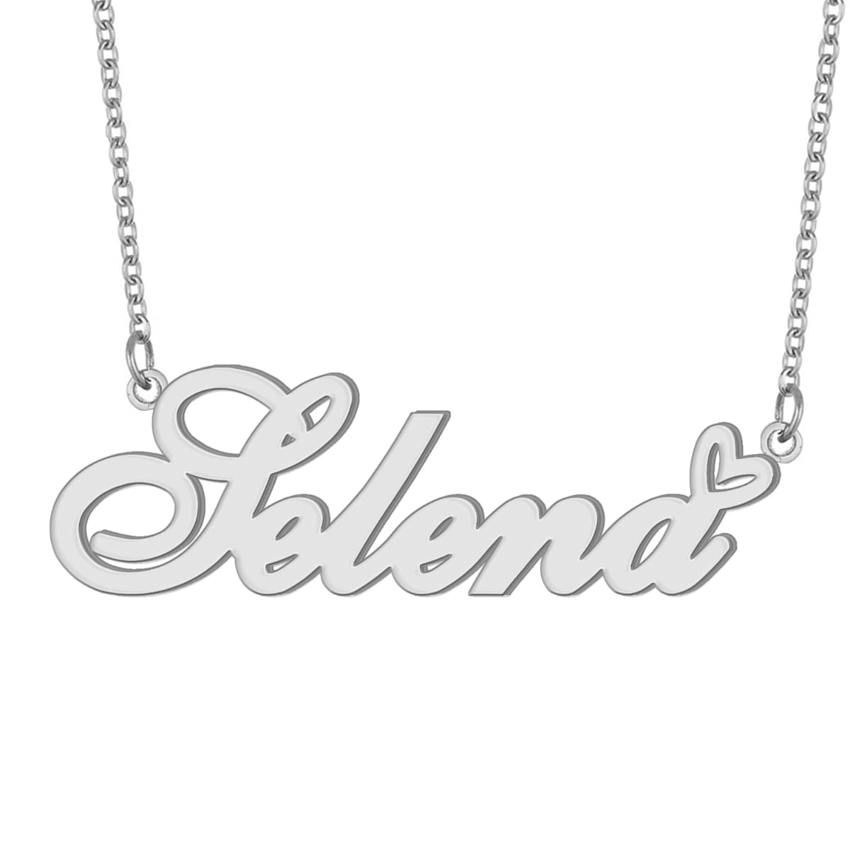 Personalized Name Necklaces 18K Gold Plated Cute Love Heart Name Pendant for Women Girls Christmas Gift