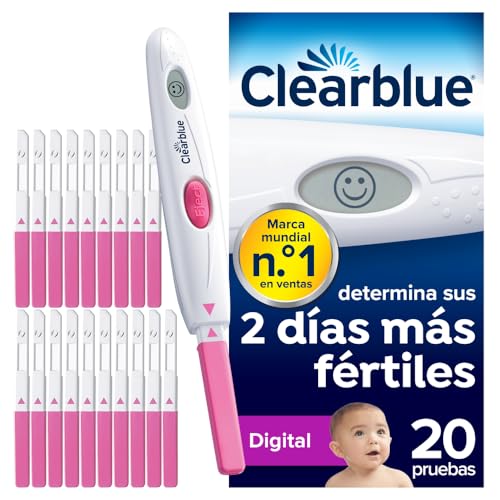 Test de ovulación Clearblue Digital, con eficacia demostrada para ayudarte a quedarte embarazada, 1 soporte digital y 20 tests