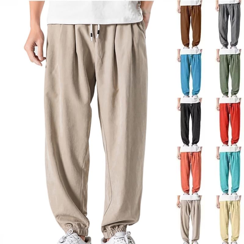 Baggy Sweatpants for Men Casual Fashion Drawstring Elastic Waist Solid Beam Feet Pants At…