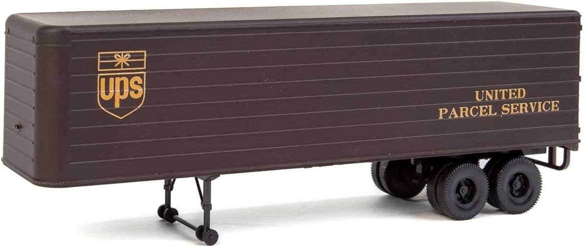 Walthers SceneMaster 2428 35' Fluted-Side Trailer 2-Pack - United Parcel Service (1950s-1960s; Brown, Gold; Bowtie Logo)