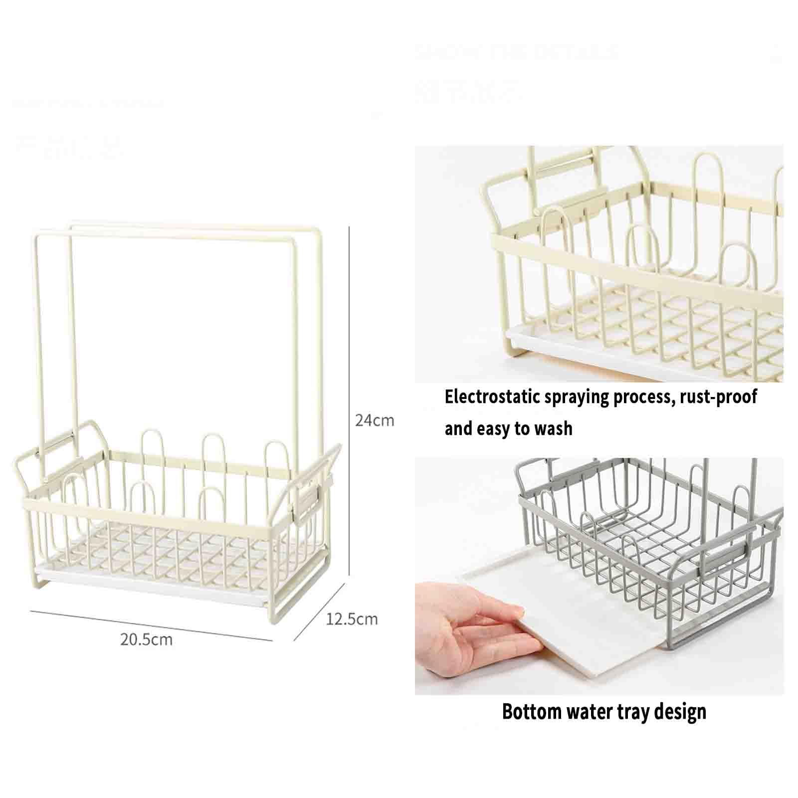 Spülbecken-Caddy Küche Schwammhalter Abflusskorb Spülenregal mit Abtropfschale Kunststoff Tuch Rack Unterspüle Wasserwanne Weiß Küchenzubehör für effiziente Reinigung