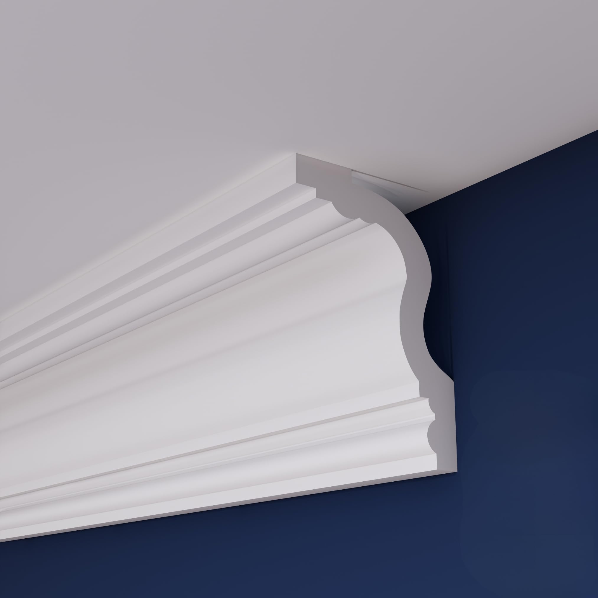 WOLDECOR Coving for Ceilings, Premium White XPS Cornice Coving, Lightweight Ceiling Moulding, Flexible Trim, Paintable Finish, Easy DIY Fit, Moisture Resistant (10m, WV04)