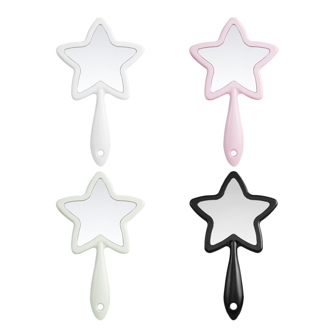 Healvian Specchio da Toeletta Portatile a Stella con Manico 4 Pezzi Rosa