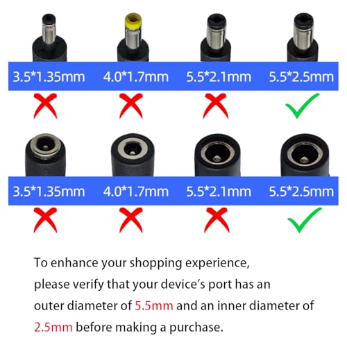 3-Pack 18AWG DC 5.5mm x 2.5mm 12V/24V DC Power Splitter Cable, 1 Female to 2 Male for CCTV Surveillance Cameras, LED Light Strips, and other Devices with Single Input and Dual Output Power Supply. - Thumbnail 7