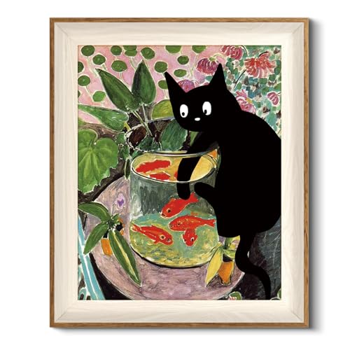 Photos d'art mural encadrées chat et poisson HUARCEY 25x30 cm