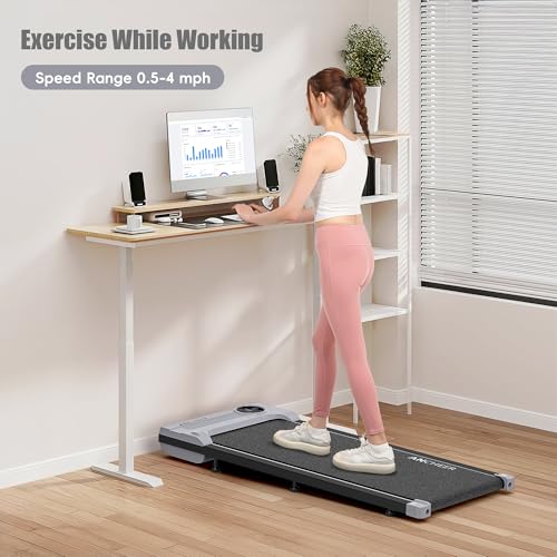 Image of ANCHEER Walking Pads, 2 in 1 Under Desk Treadmill 2.5HP Compact Running Machine with Remote Control, 300lbs Weight Capacity for Home /Gym /Office,Ultra-Quiet, Installation-Free