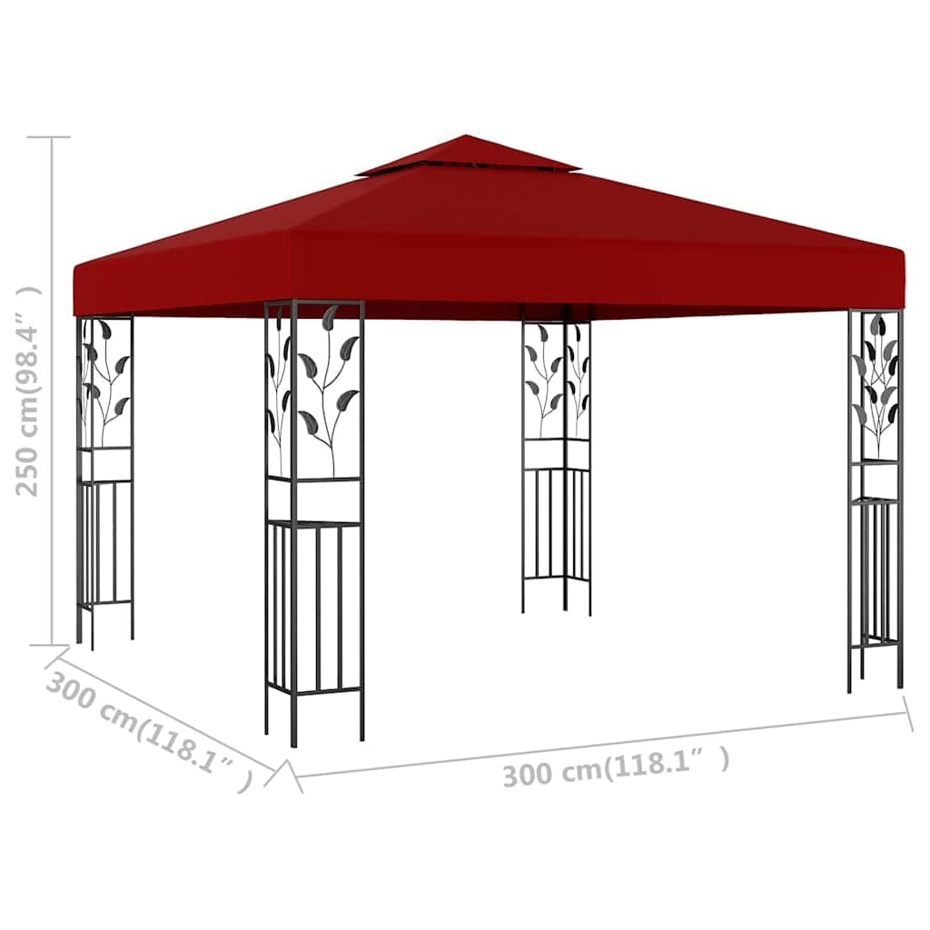 Belvédère 3x3 m Bordeaux Acier