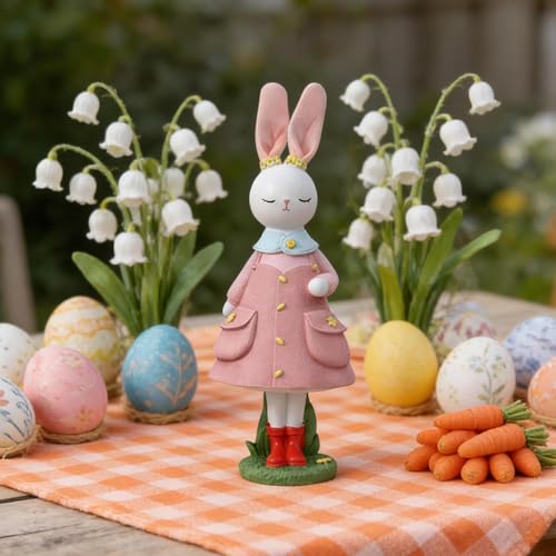 Figurine de lapin décoration de Pâques | Statuette animale peinte à la main