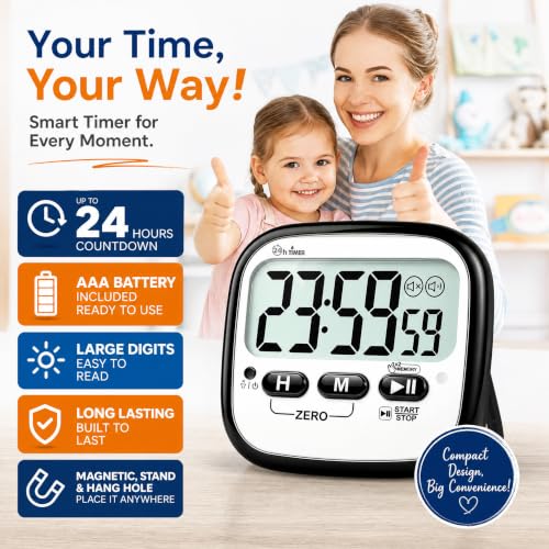 AyayaBoss 2-Pack Magnetic Kitchen Timers for Cooking, Digital Stop Watch Countdown Timer for Kids, Teachers, Classroom, Office, Exercise - Battery Included - Image 2