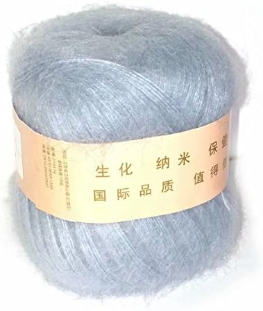 Artilin One Skein Soft&Warm Angola Mohair Cashmere Wool Knitting Yarn 50g,Ice Blue