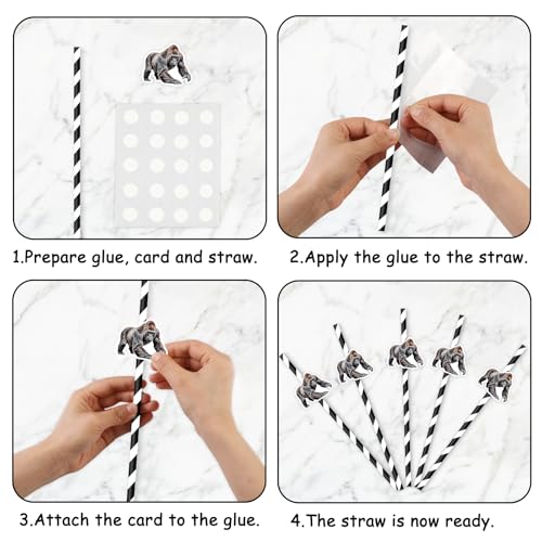 Pitillos de papel temática gorila 50 piezas miniatura 5