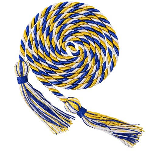 Image of GraduationMall Graduation Honor Cord 68 inch RoyalGoldWhite