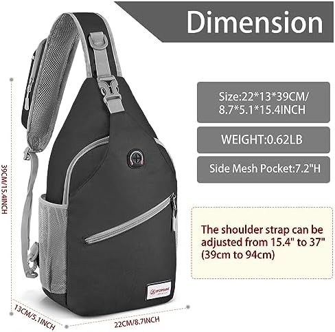 ZOMAKE Torba na klatkę piersiową Sling Bag męska, zabezpieczona przed kradzieżą  torba crossbody dla mężczyzn i kobiet, torba na ramię dla mężczyzn i kobiet, na zewnątrz, do jazdy na rowerze,