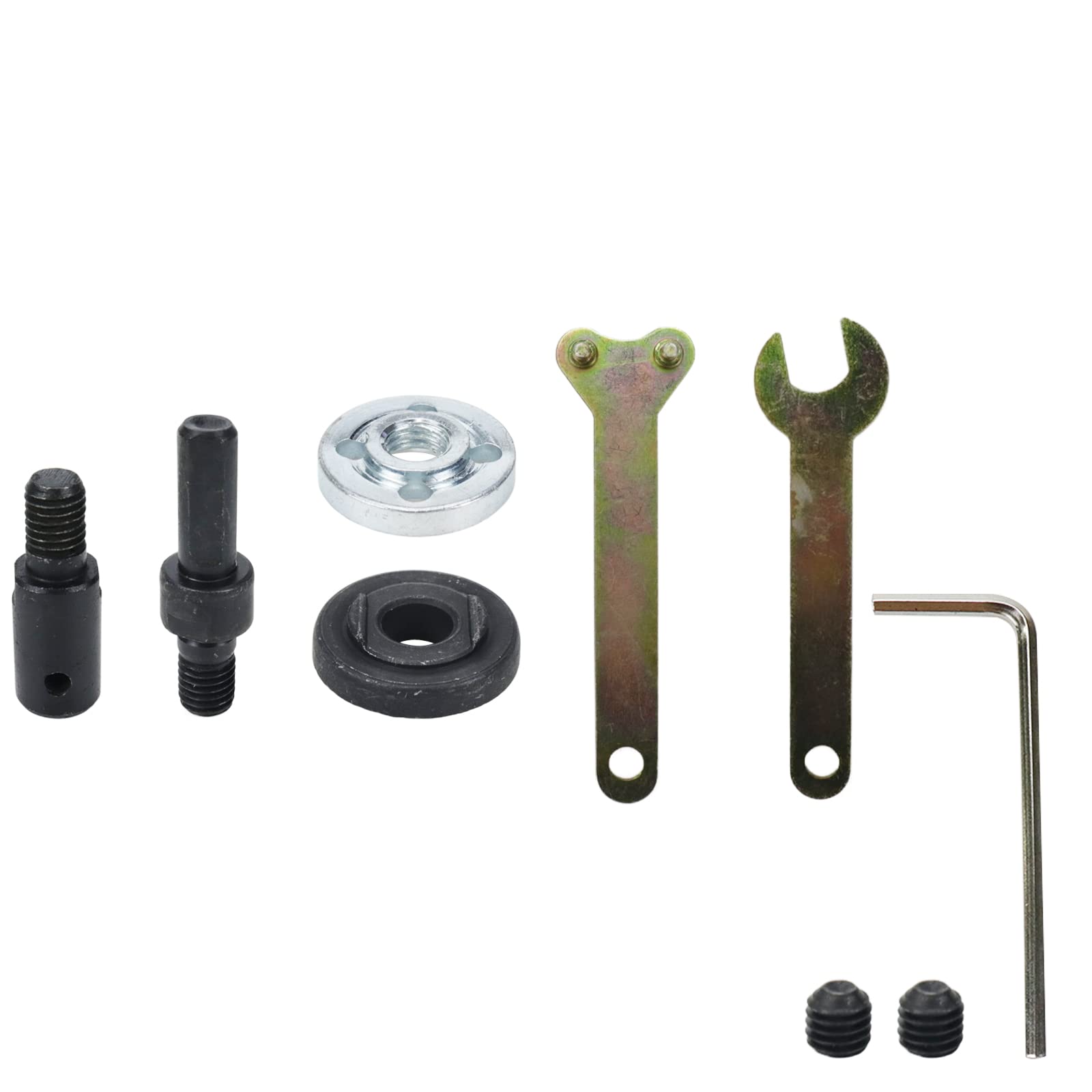 1 set Angle Grinder Chuck Kit M10 Sleeve Saw Blade Connecting Rod Motor Shaft Coupler Saw Chuck Adapter Lock Nut Wrench Tool Set(5mm)