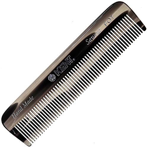 Kent A FOT Handmade Pocket Comb for Men, Graphite, All Fine Tooth Hair Comb Straightener for Everyday Grooming Styling Hair, Beard and Mustache, Use Wet or Dry, Saw Cut Hand Polished, Made in England