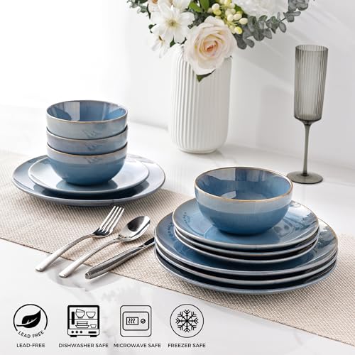 Image of GBHOME Dinnerware Sets For 8, 24Pcs Stoneware Plates and Bowls Sets, Dishwasher&Microwave Safe