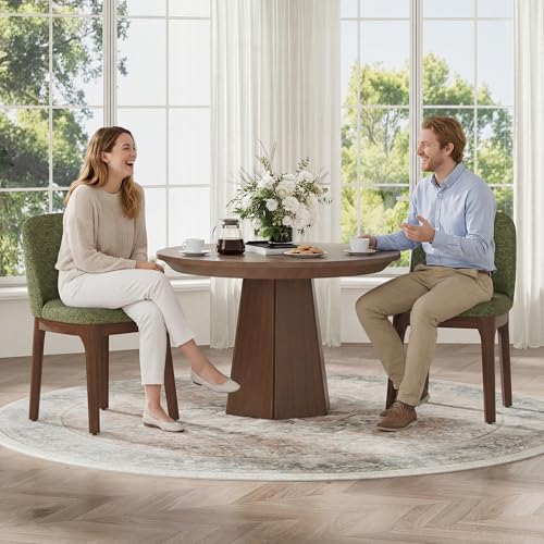 Image of MALOL Upholstered Dining Chairs with Thickened Solid Wood Legs, Mid Century Modern Kitchen & Dining Room Chairs Set of 4, Comfortable Side Chairs for Dining Room, Kitchen, Green